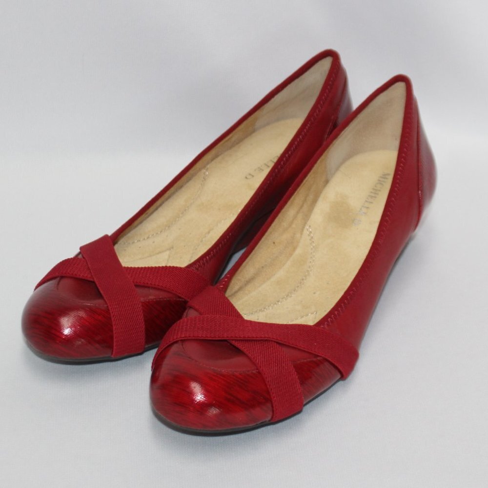 Michelle D Red Patent Low Heel Wedges